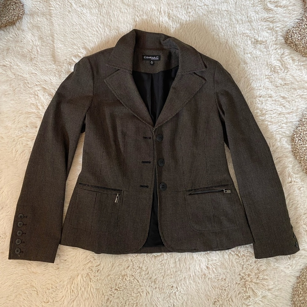Vintage Conrad C Collection Brown Textured Blazer Jacket – Size 8